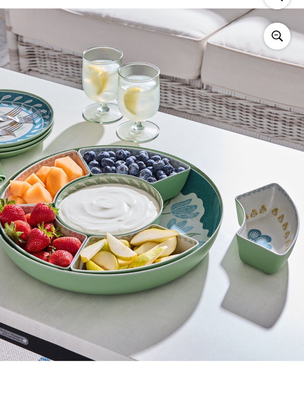 Better Homes & Gardens 15” Bamboo Melamine Chip & Dip Serving Tray 7-Pc